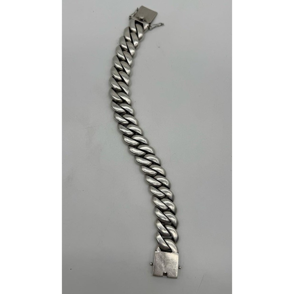 Vintage Heavy 183g Curb Link Chain Bracelet Silver Tone 22mm Wide 9.5in‎ Clasp